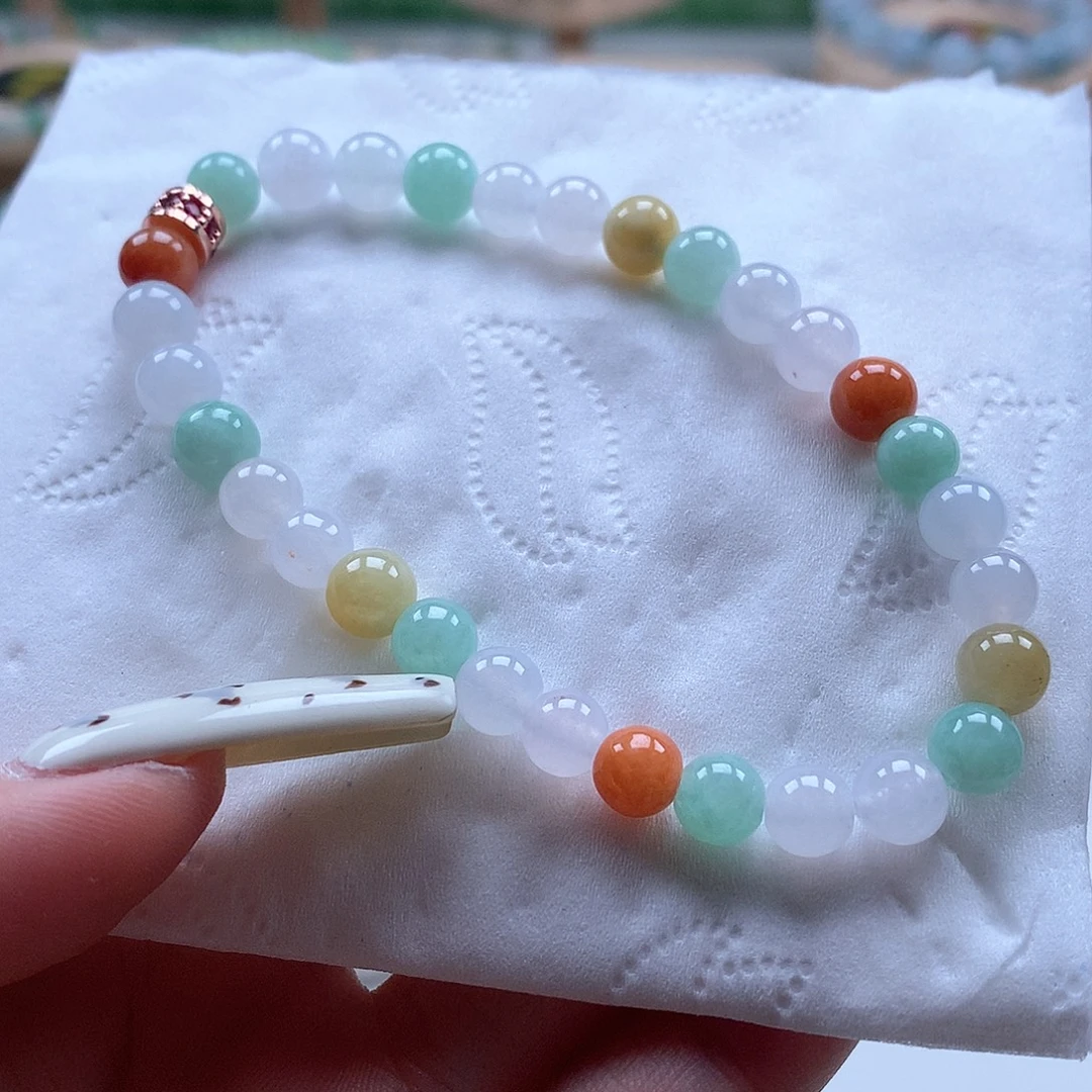 翡翠未镶嵌手链圆珠6.0多宝