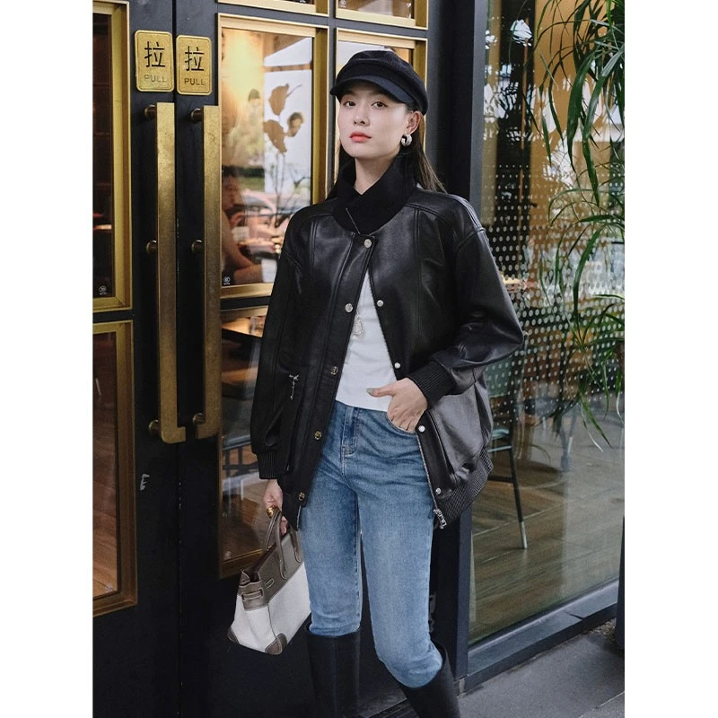 【特价捡漏】赛博朋克皮衣绵羊皮立体口袋夹克美洋MEIYANG