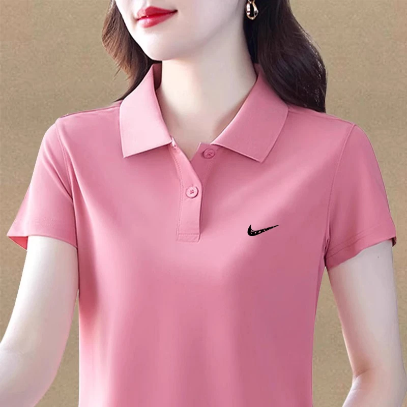 速干冰丝短袖t恤女士夏季2025新款时尚洋气休闲百搭polo衫上衣服
