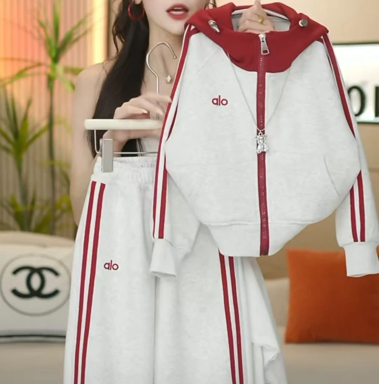 女童秋装套装2025新款韩版洋气拼色连帽卫衣休闲运动卫裤两件套潮