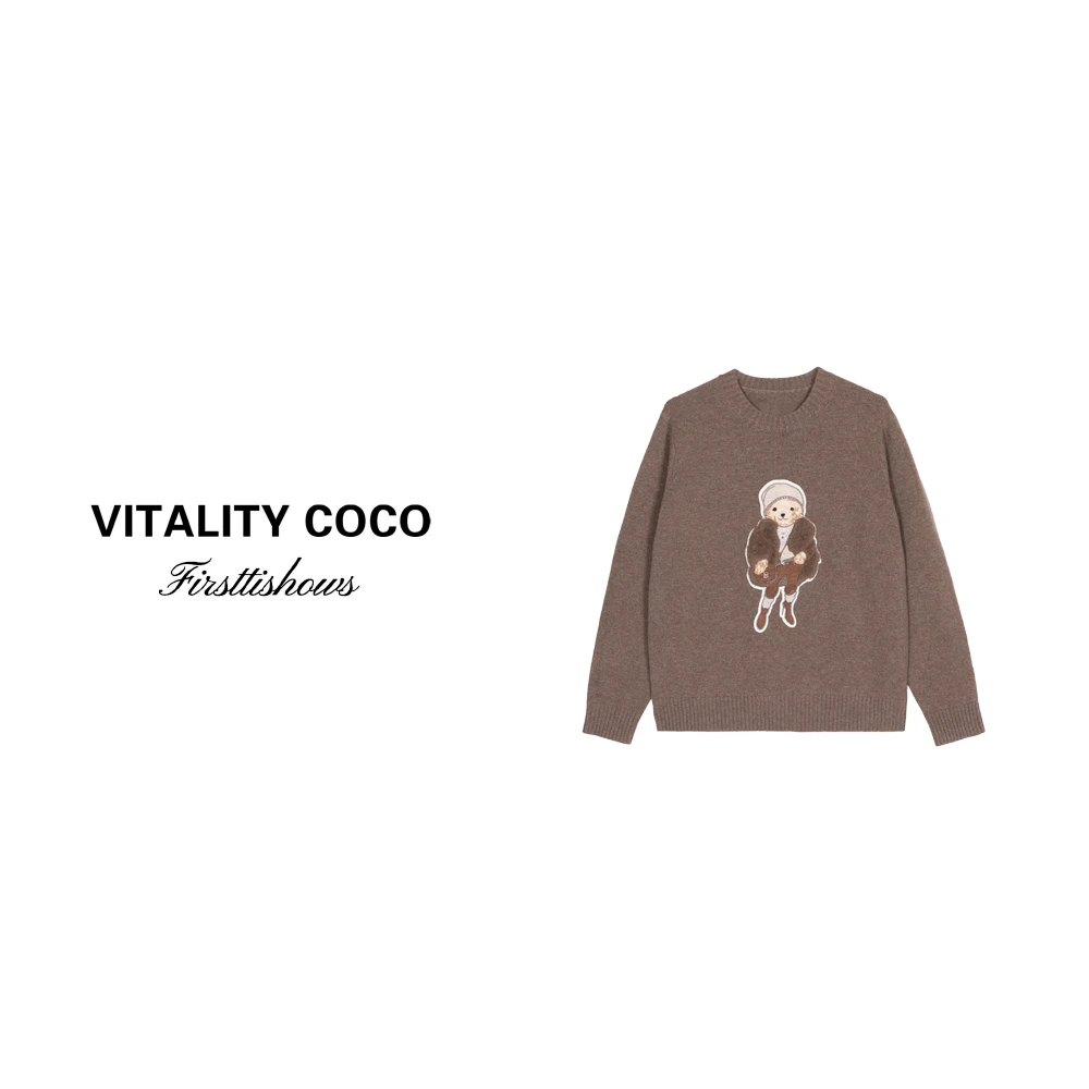 「VITALITY COCO」上新爆款时尚设计圆领小熊羊绒毛衣-1715