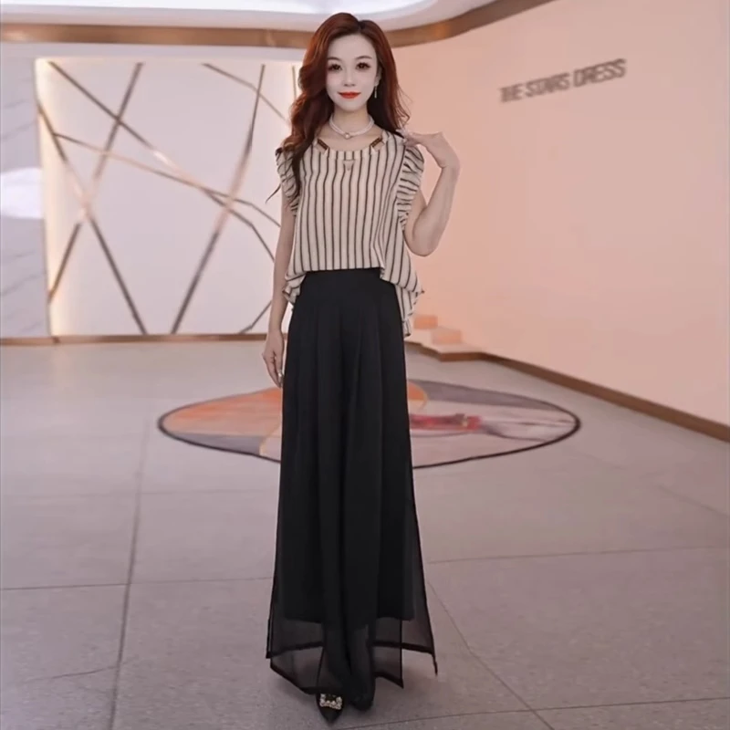 时尚套装女夏季新款洋气设计款显瘦韩版T恤套裤裙裤气质两件套潮