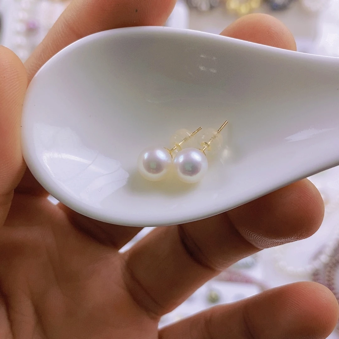 耳饰海水珍珠18K金镶嵌