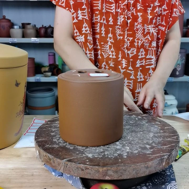 紫砂茶叶罐微瑕牛鼻盖半斤装8143