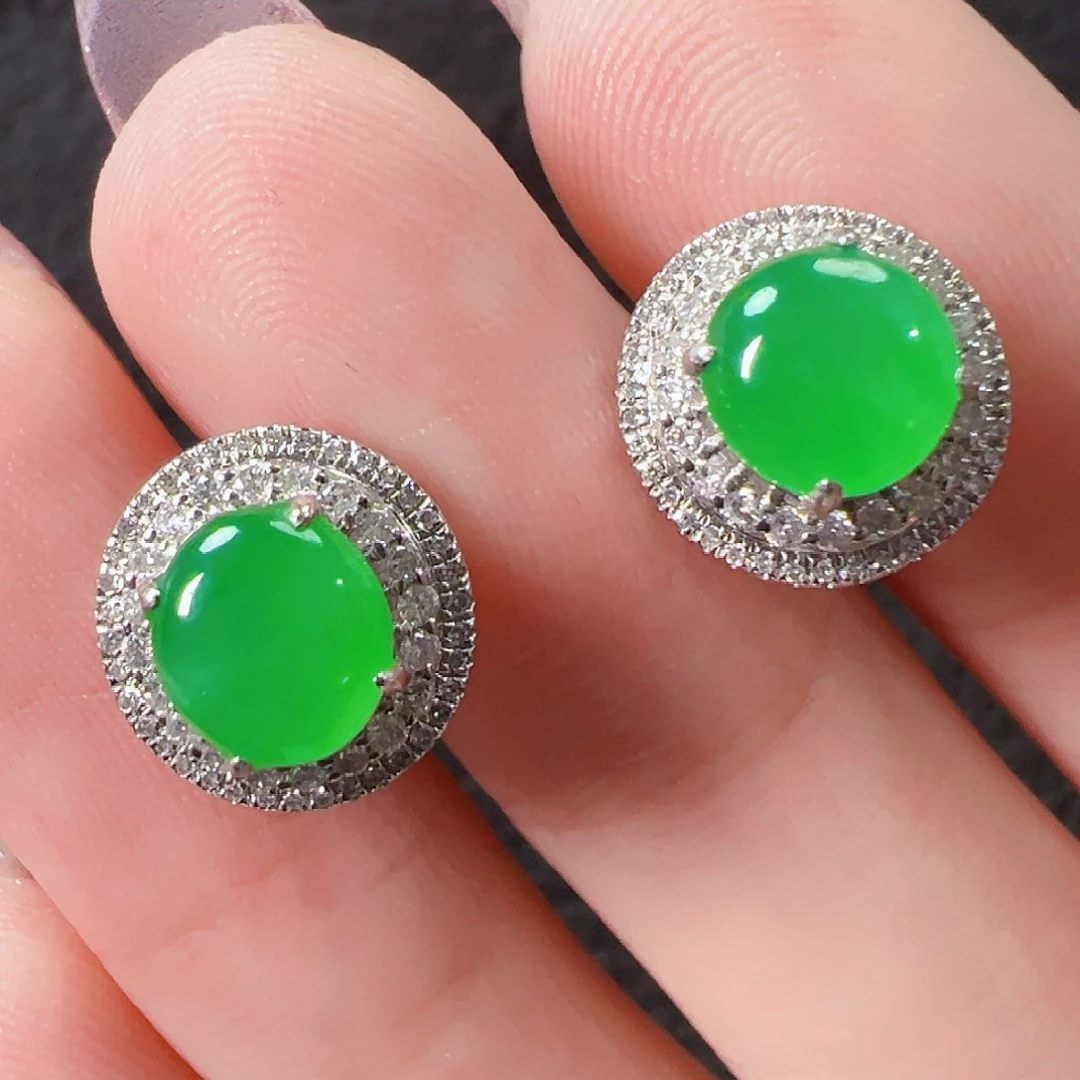 翡翠耳饰18K金镶嵌【福利价】签收后24小时鉴赏期