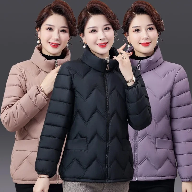中老年女装轻薄小棉衣短款棉服中年妈妈装秋冬大码冬天网红款外套