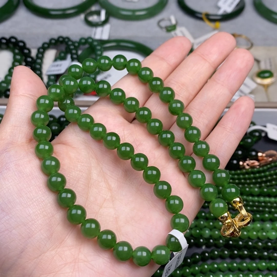 颈饰未镶嵌和田玉（碧玉）8m辣绿