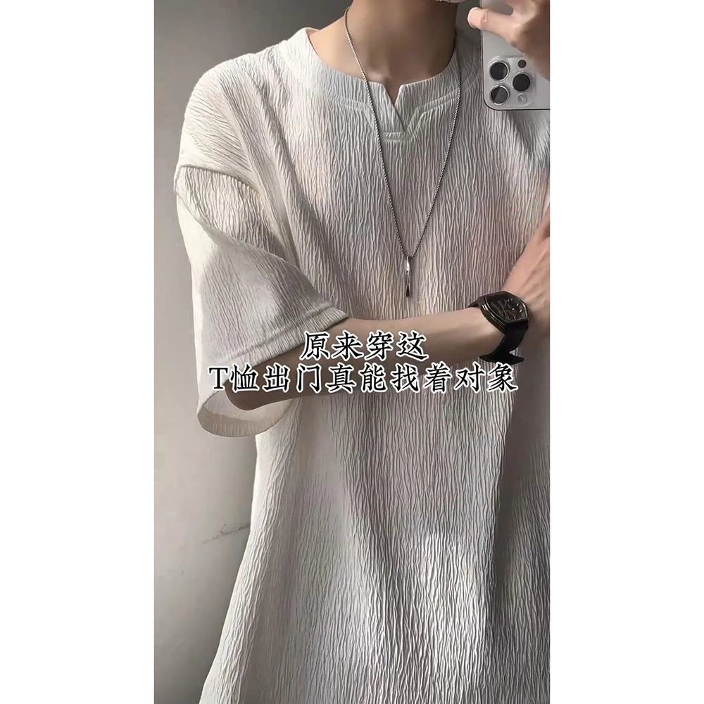 【JRXR男装】慵懒风冰丝凉感短袖恤男夏季大码垂感美式复古vinage