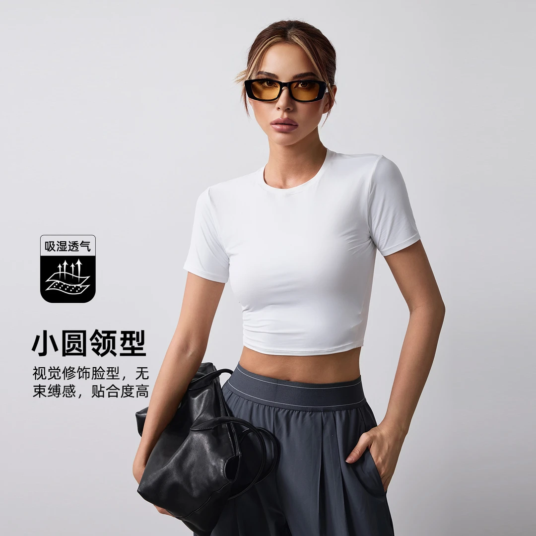 fitlife运动T恤女短袖跑步健身速干透气亲肤显瘦瑜伽普拉提上衣