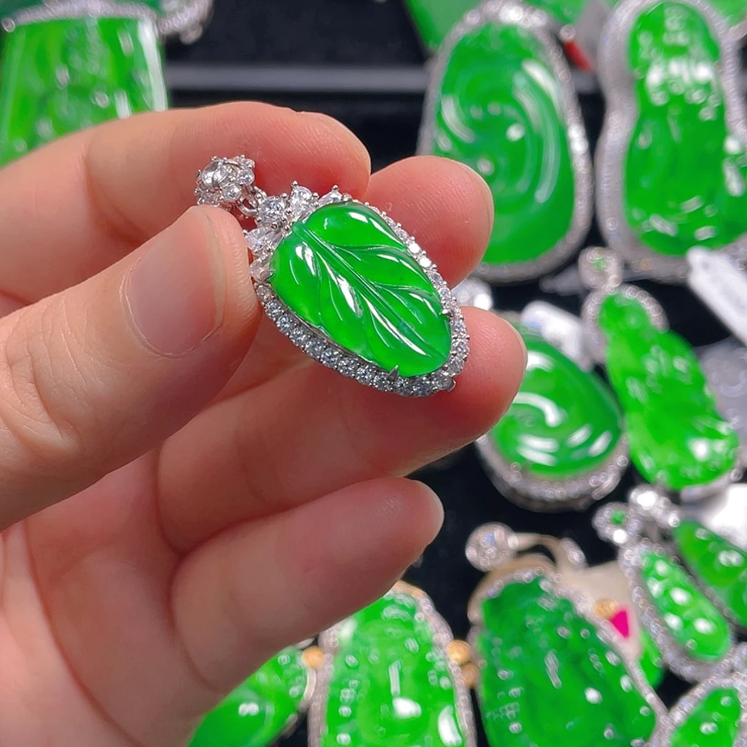 翡翠银S925镶嵌吊坠(不含链)