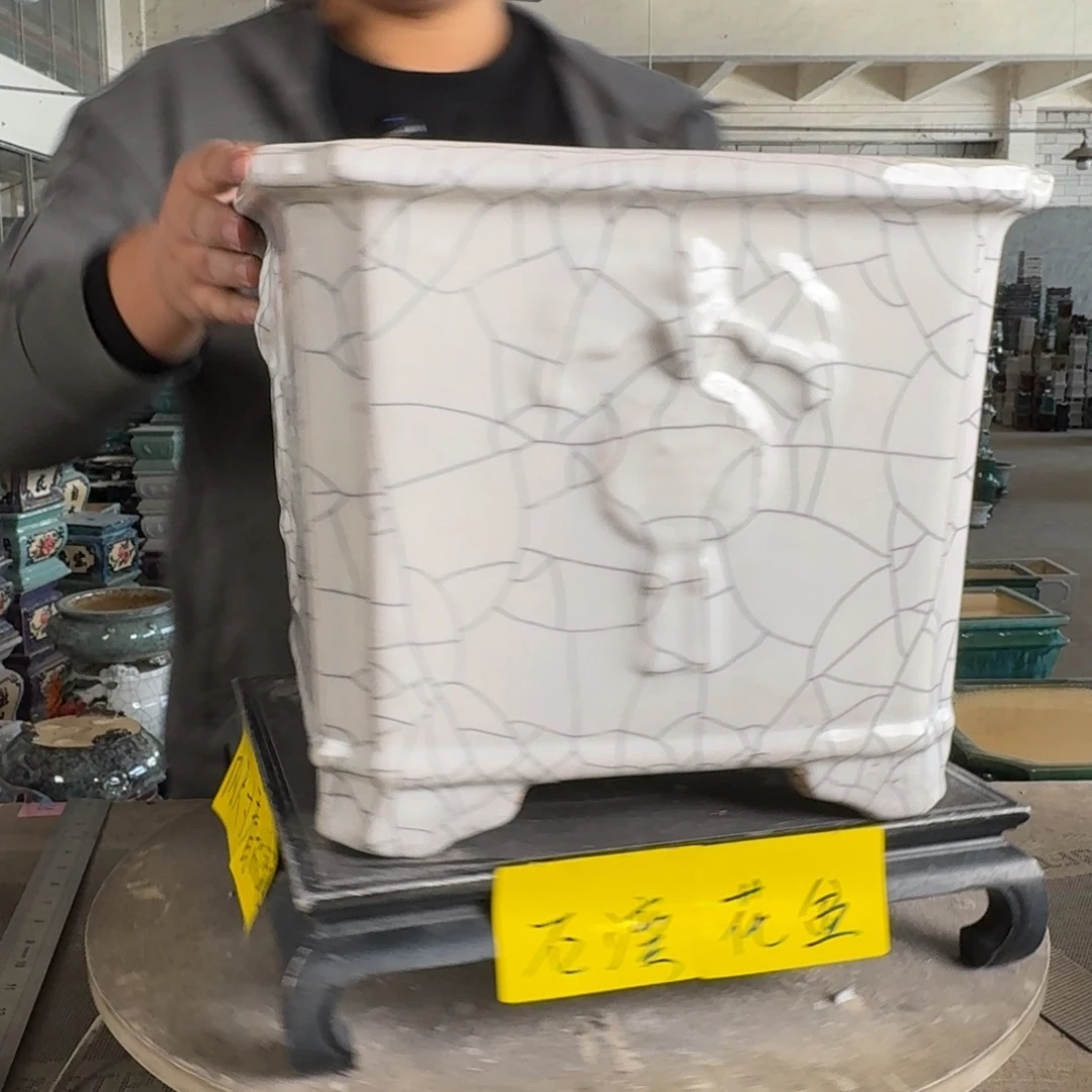 。一风堂石湾花盆 盆口变形 修补痕迹 内25*21