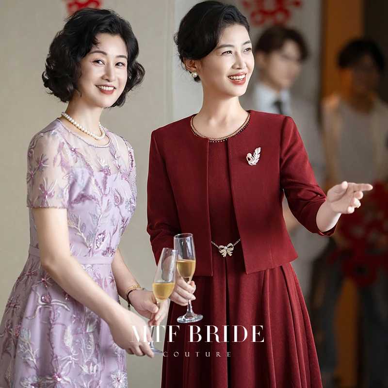 满庭芳华【珠帘】欧若风妈妈婚宴礼服连衣裙2025喜婆婆两件套结婚女