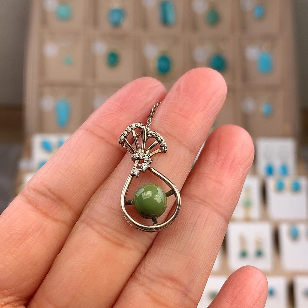 绿松石银S925镶嵌颈饰