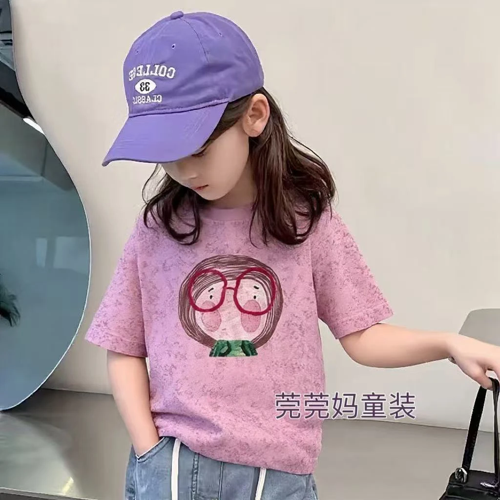 女童纯棉夏装2025新款扎染童韩版儿童装百搭休闲女孩夏季