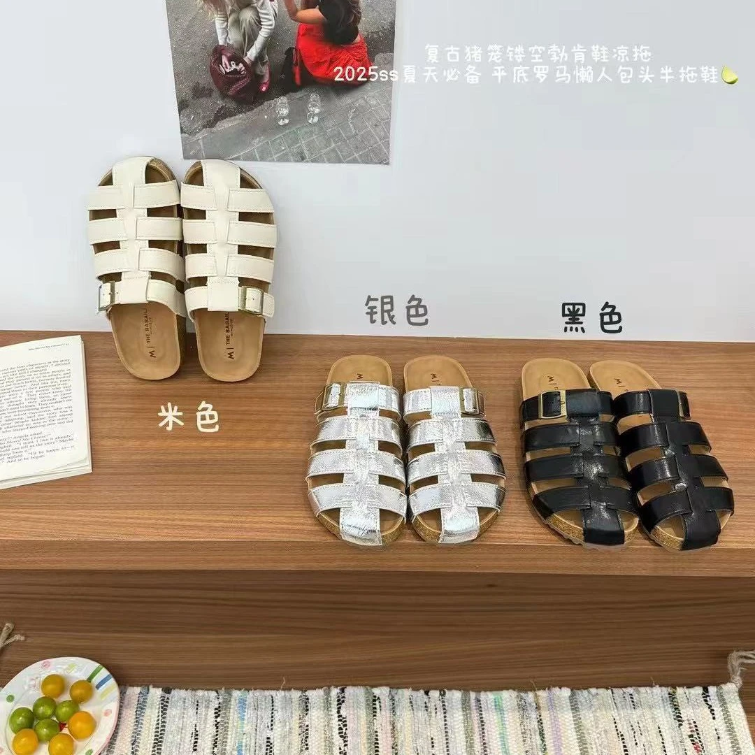 美树 DZG 666-29 镂空勃肯鞋包头拖包头百搭日常仙女风编织拖鞋