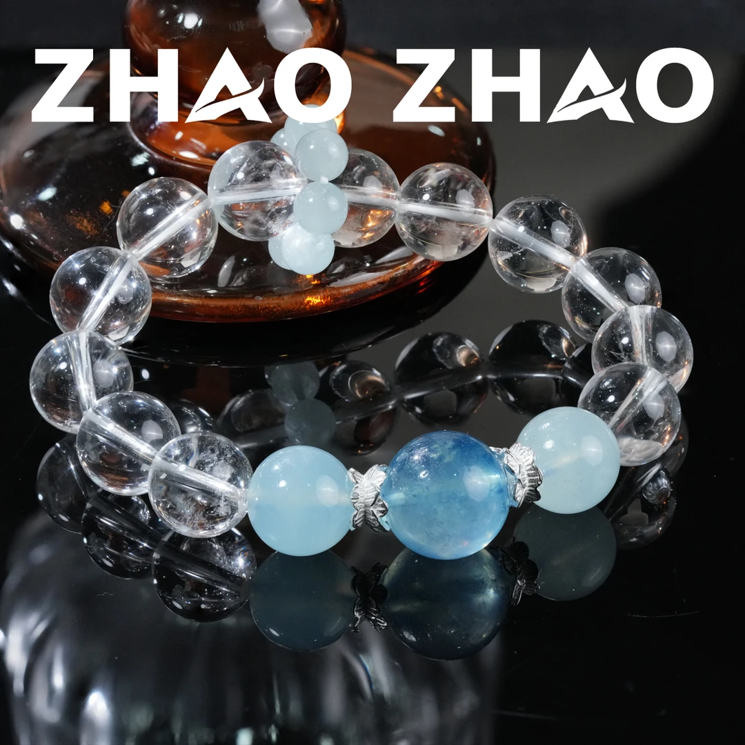 925银手链 「7A级上善若水」原创设计串珠手链手串冰透蓝高级感显瘦