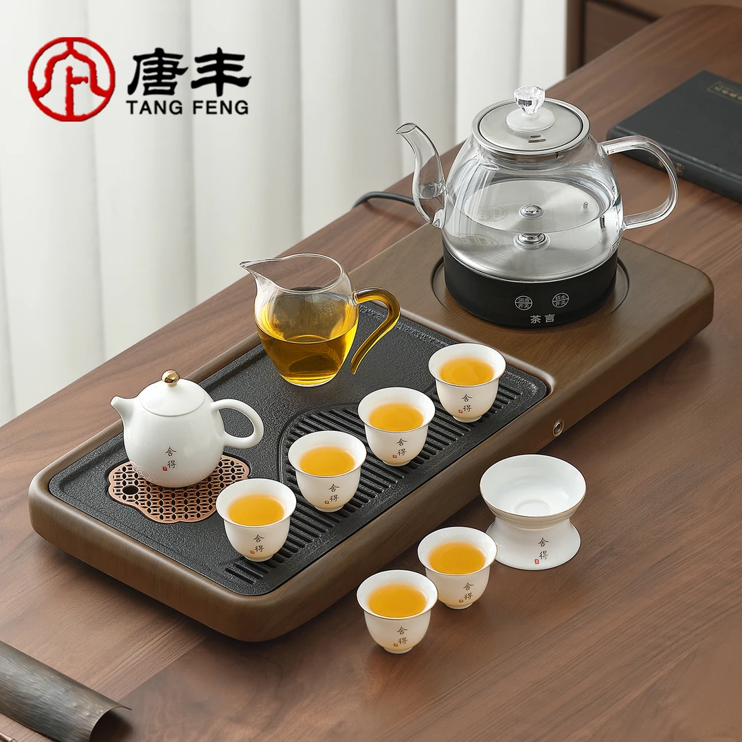 唐丰白瓷茶具套装泡茶专用2026新款家用烧水壶一体茶台茶壶一整套