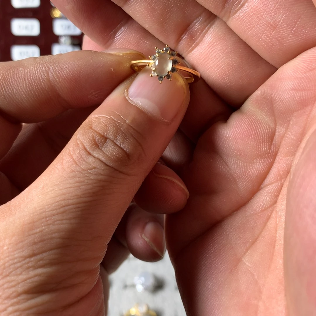 翡翠银S925镶嵌戒指336