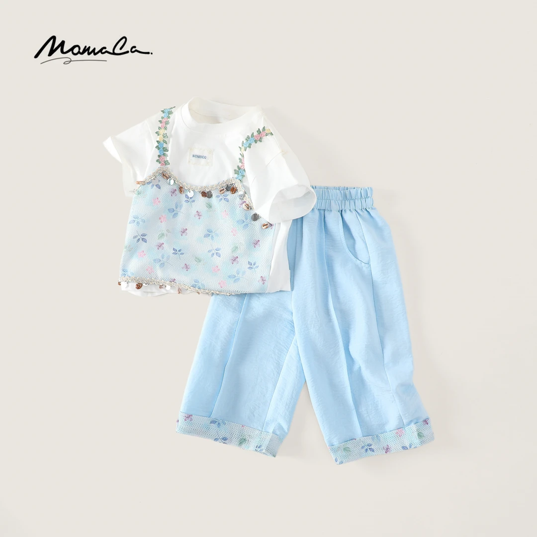 MOMOCO新款女宝时尚宽松波西米亚风假两件复古套装77620580051