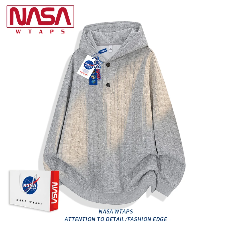 NASA WTAPS美式复古连帽卫衣男款秋季高级感上衣松弛感老钱风外套