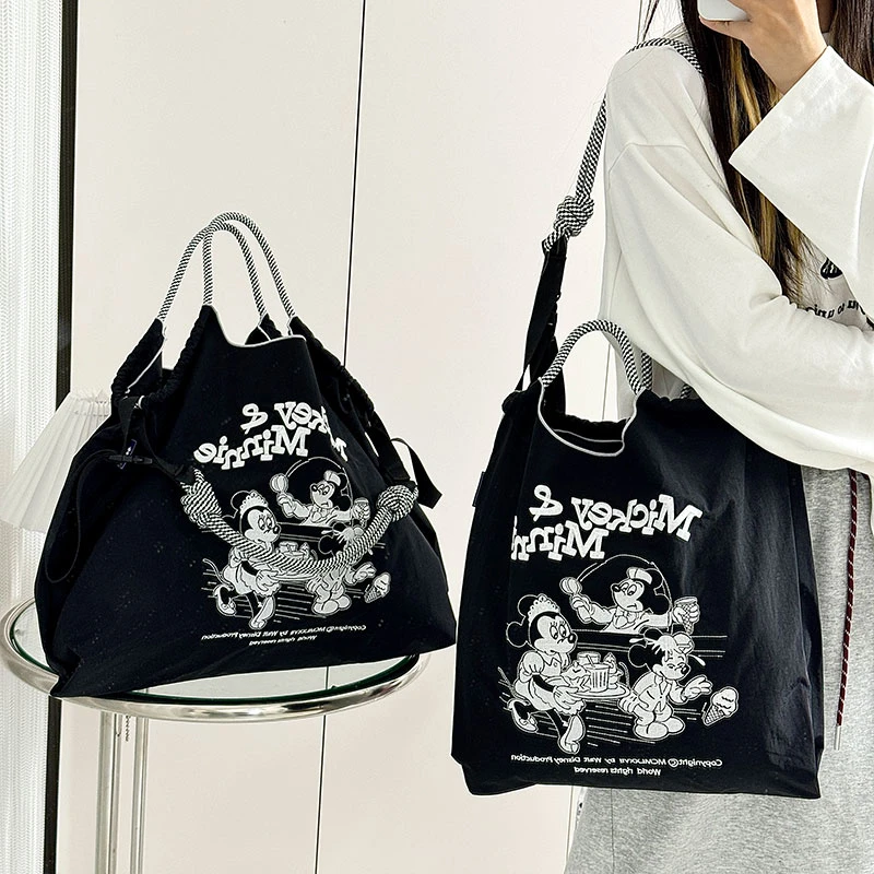 2025新款米奇出游环保袋刺绣包包时尚百搭斜挎包单肩斜挎包大容量
