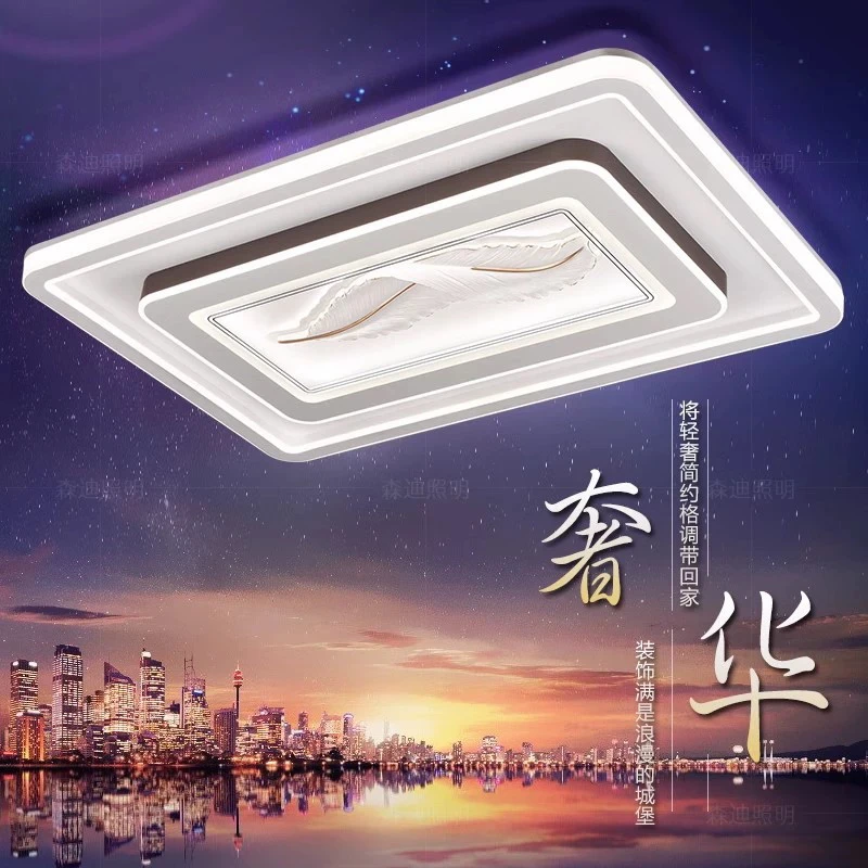 客厅吸顶灯2025年新款羽毛客厅灯现代简约大气高档节能LED客厅灯