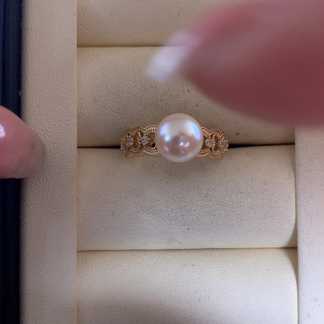 银S925镶嵌海水珍珠戒指