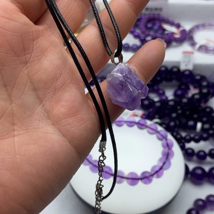 紫晶手链未镶嵌天然紫水晶吊坠