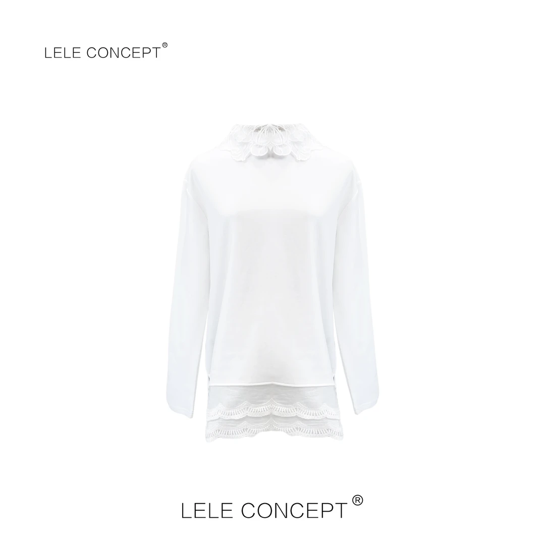 LELE CONCEPT丨「如一」时尚气质花朵领下拼接上衣S0886