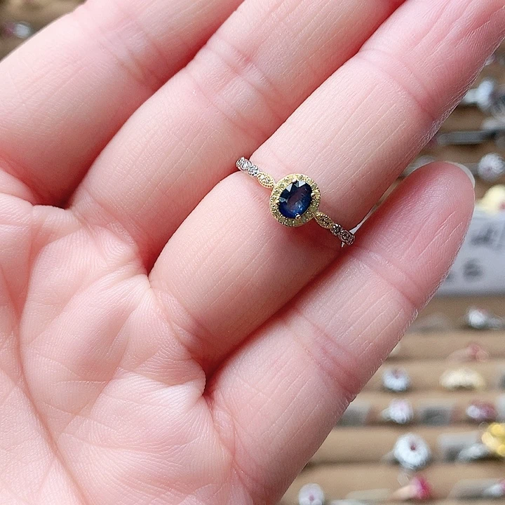 蓝宝石银S925镶嵌戒指