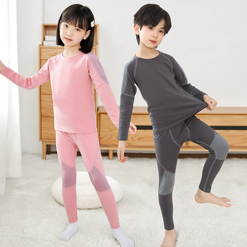 德绒儿童秋衣秋裤男童保暖内衣套装女童打底无骨女孩宝宝加绒