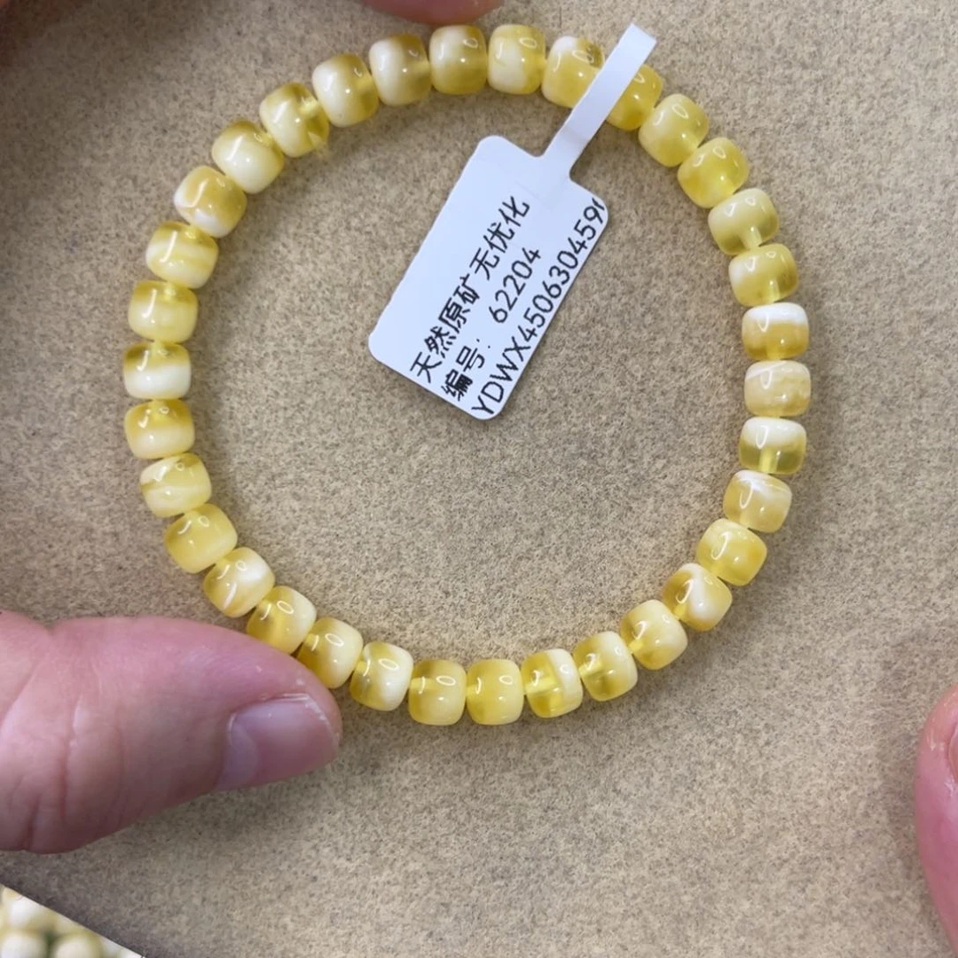 未镶嵌蜜蜡珠宝奇石6.5mm金白