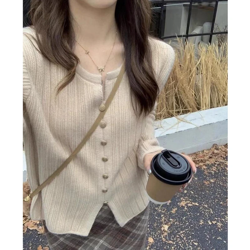 羊毛衫女套头显瘦长袖温柔上衣短款薄款气质打底衫宽松针织衫毛衣