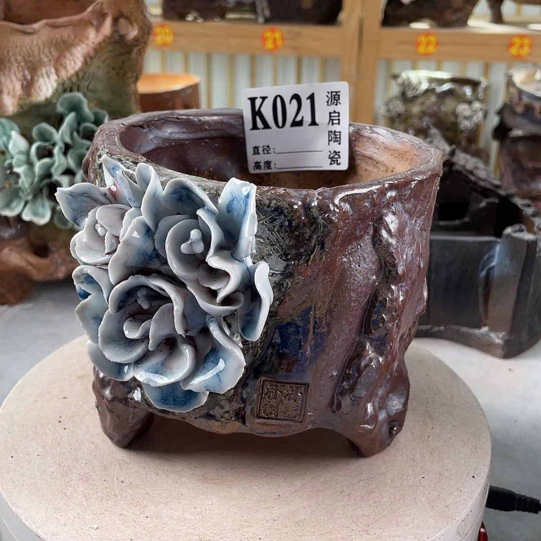 紫砂花盆景德镇陶瓷花盆021