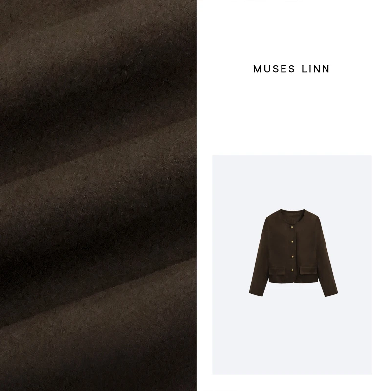 LINN【复古矜贵】早秋上新复古反绒仿皮衣小西装外套Q25WT495