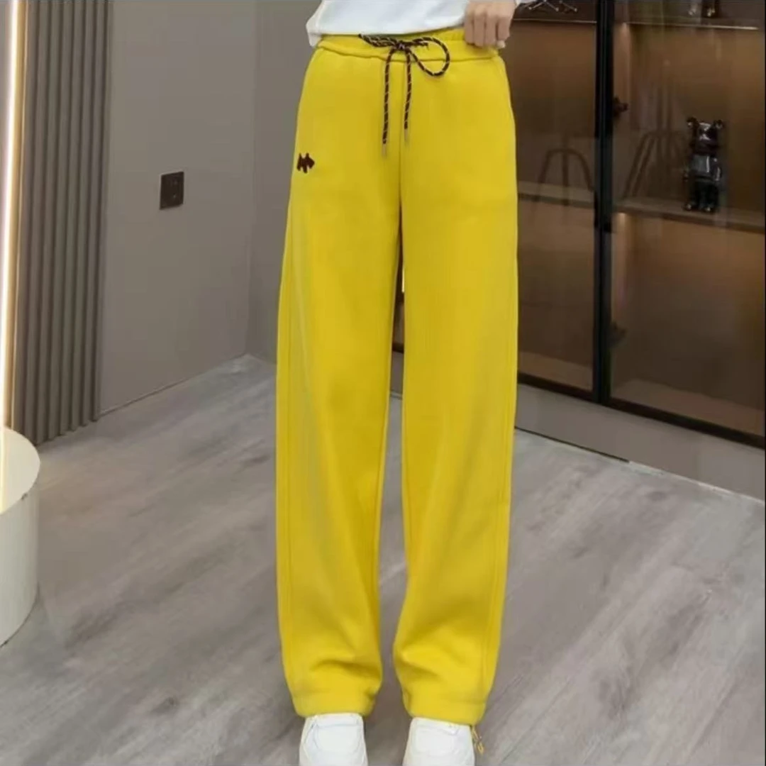 抽拉绳裤脚显瘦时尚百搭高腰春夏宽松直筒裤