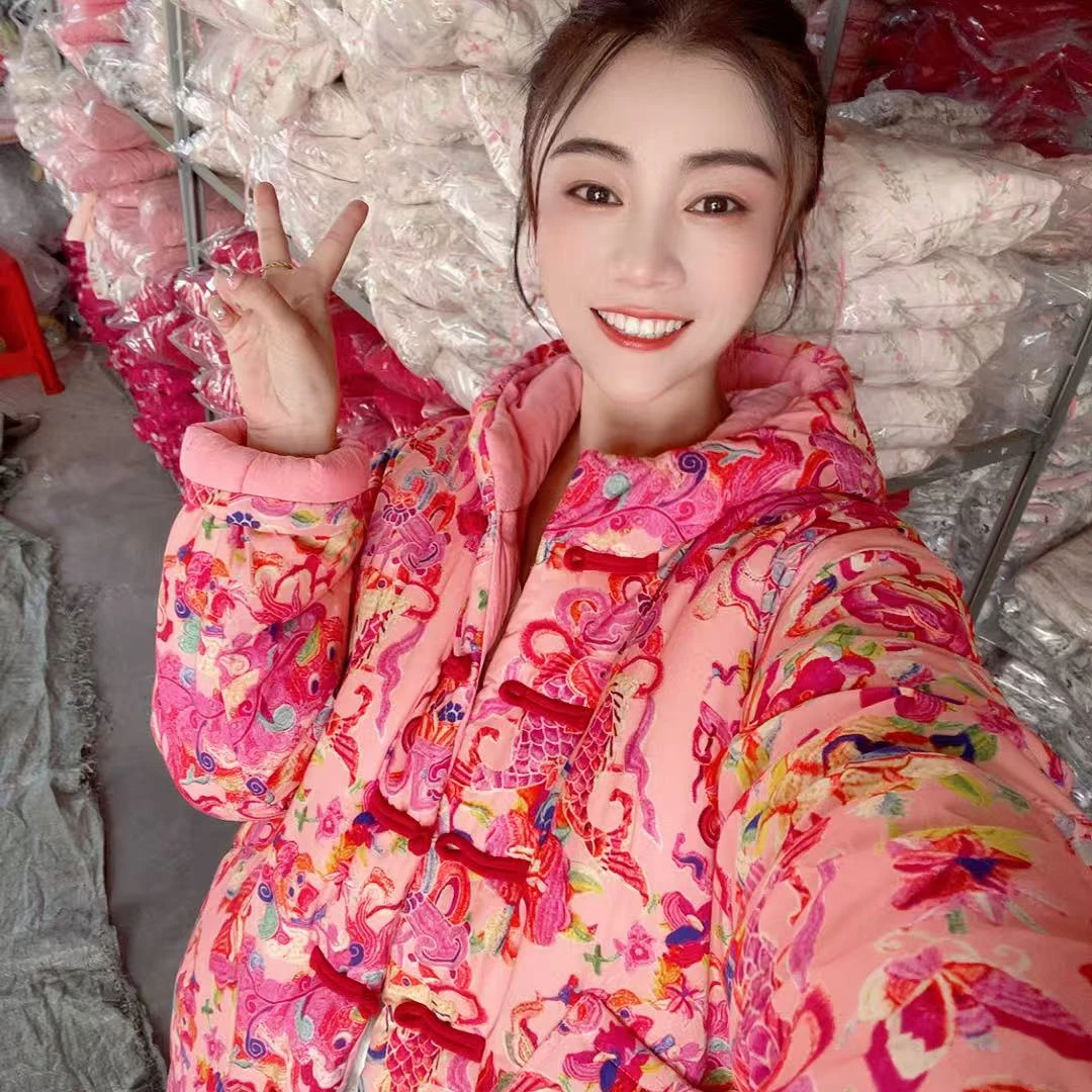 【YYJ新款】2025原创传统新疆长绒棉花棉袄 连帽口袋设计厚款女冬季