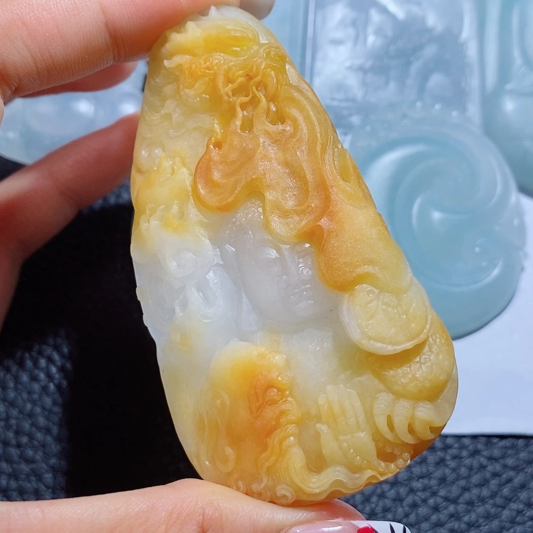 定制翡翠未镶嵌鹤*居付款后确认抛光