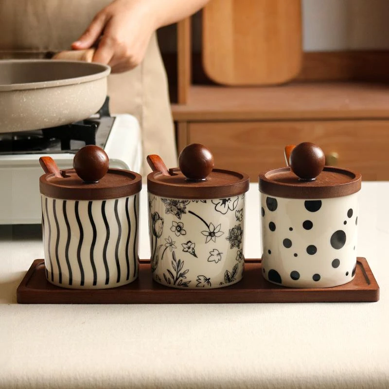 调料盒套装调料瓶厨房家用陶瓷调味瓶罐盐罐组合家用醋壶辣椒套装