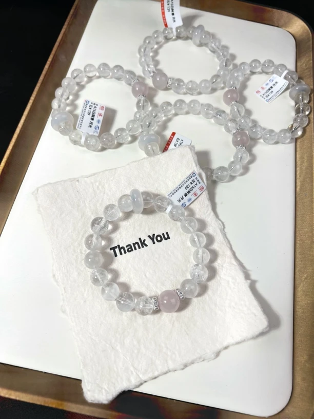 A15天然水晶天然白阿塞设计款跑环手串高级感百搭