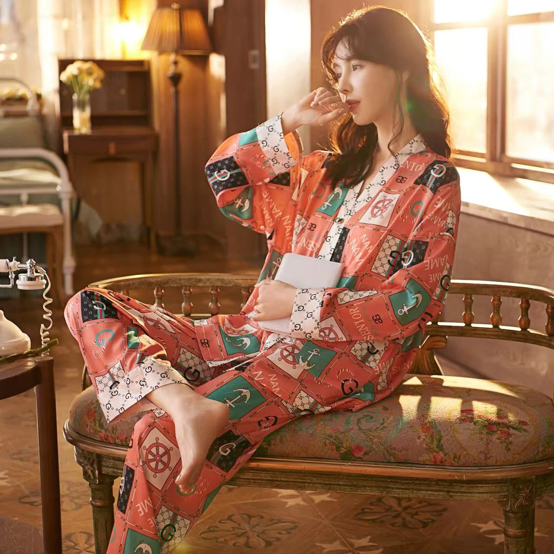 特！门店29&9！洛兰睡衣」柔光软丝无痕印染凉感亲肤家居套装C22377