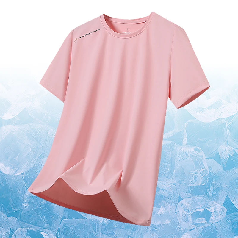 雅鹿优选女士夏季款透气跑步百搭圆领弹力短袖冰丝t恤户外运动T恤