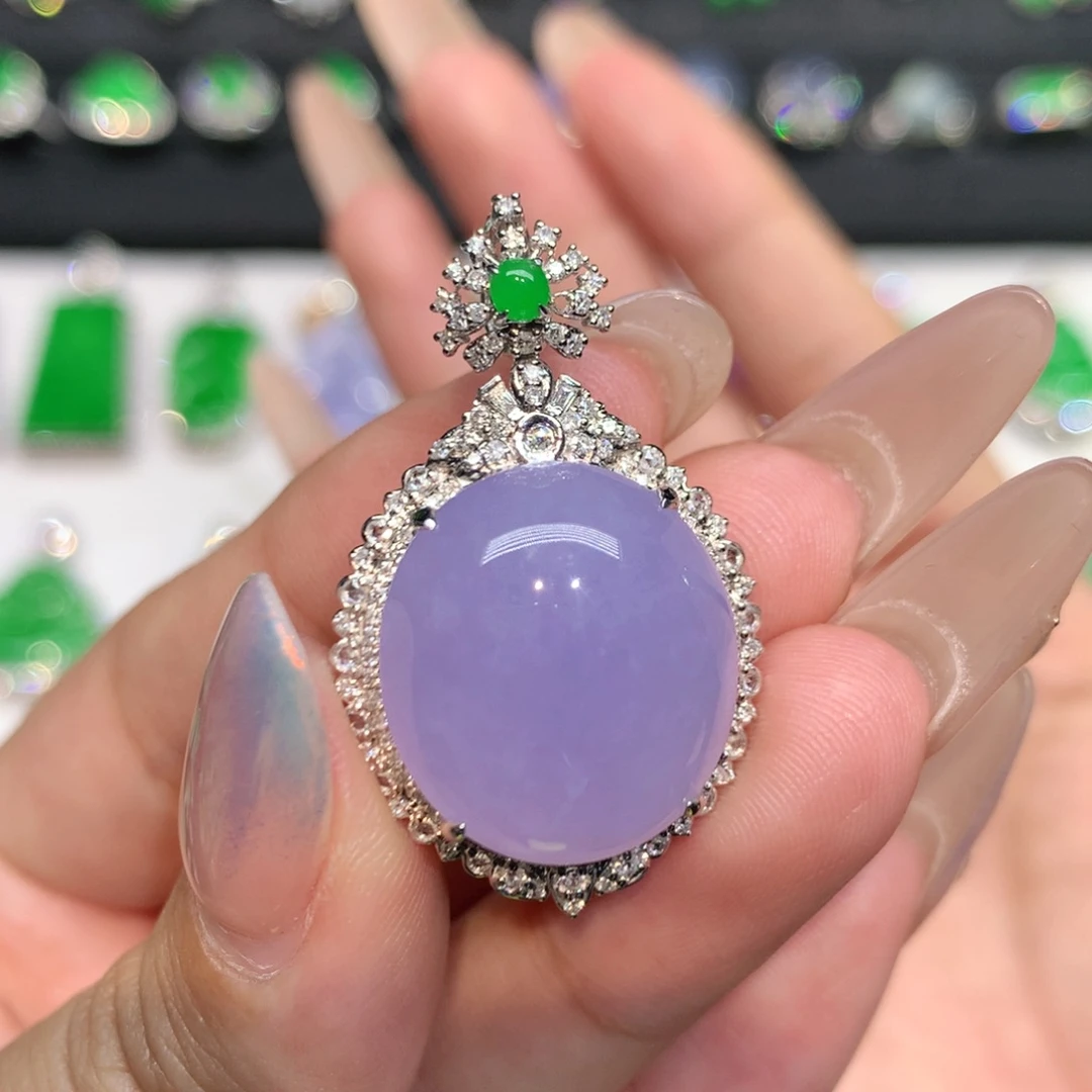 小***奶翡翠18K金镶嵌吊坠(不含链)