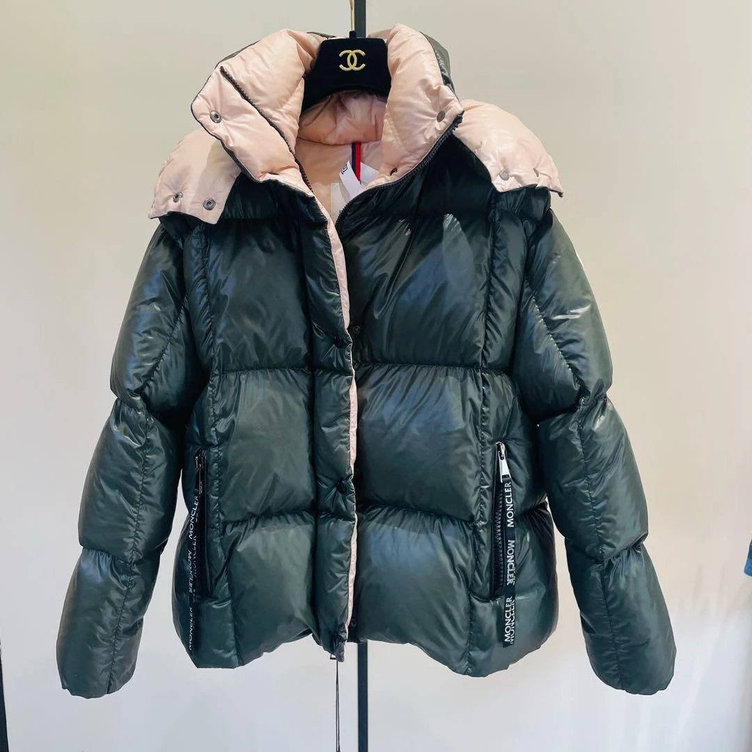 99新 MONCLER Moncler parana系列粉绿拼色羽绒服/1码/2041