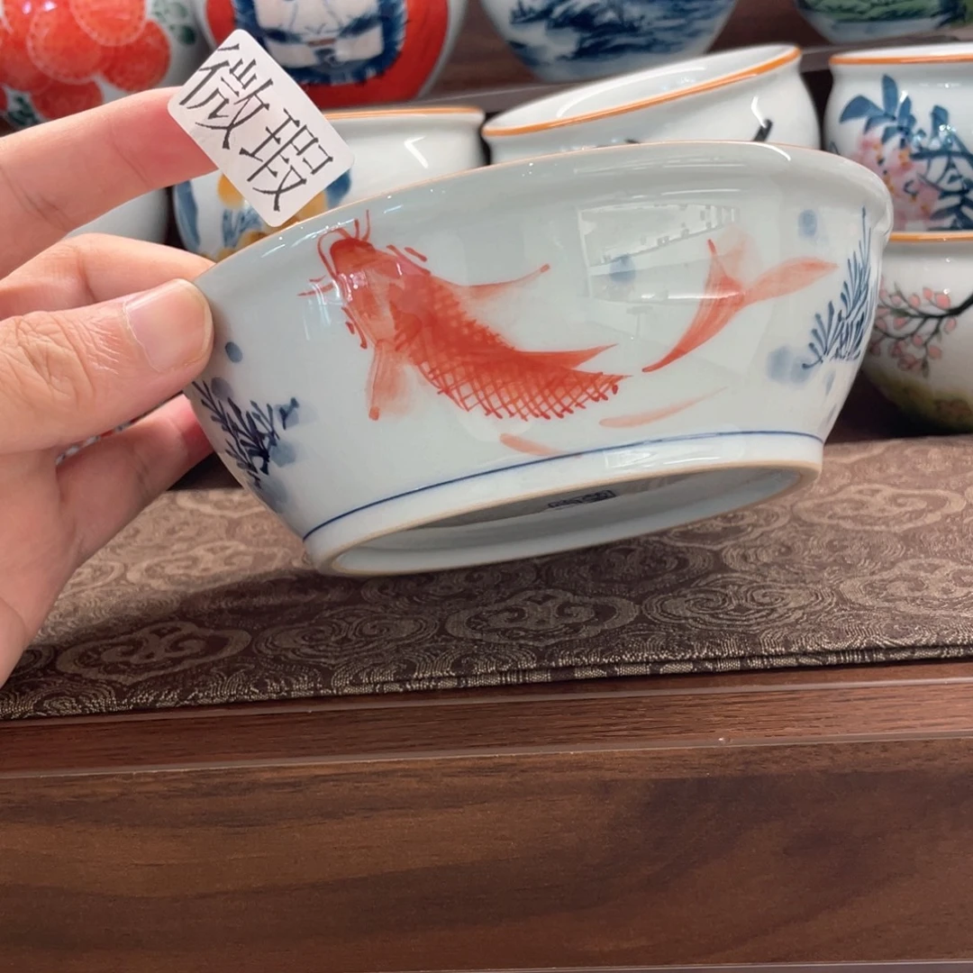 釉下手绘茶具微瑕