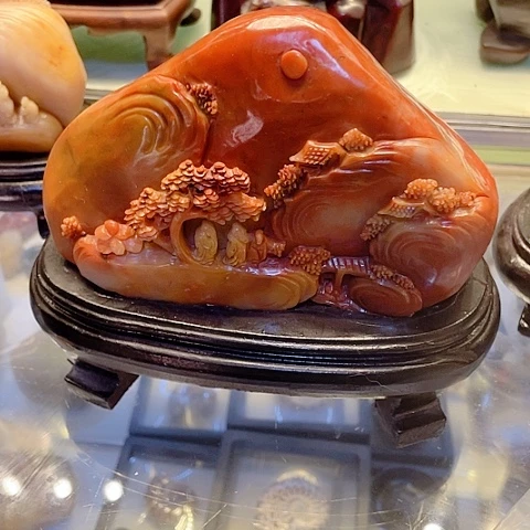 寿山石山水摆件风下雅居