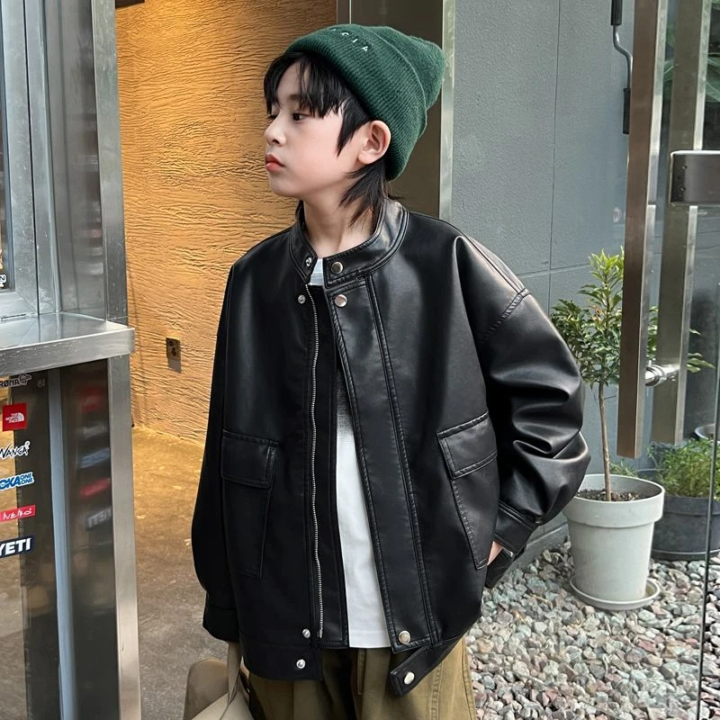 男童皮衣外套2025新款秋装中大童机车服儿童春秋款pu皮夹克韩版潮