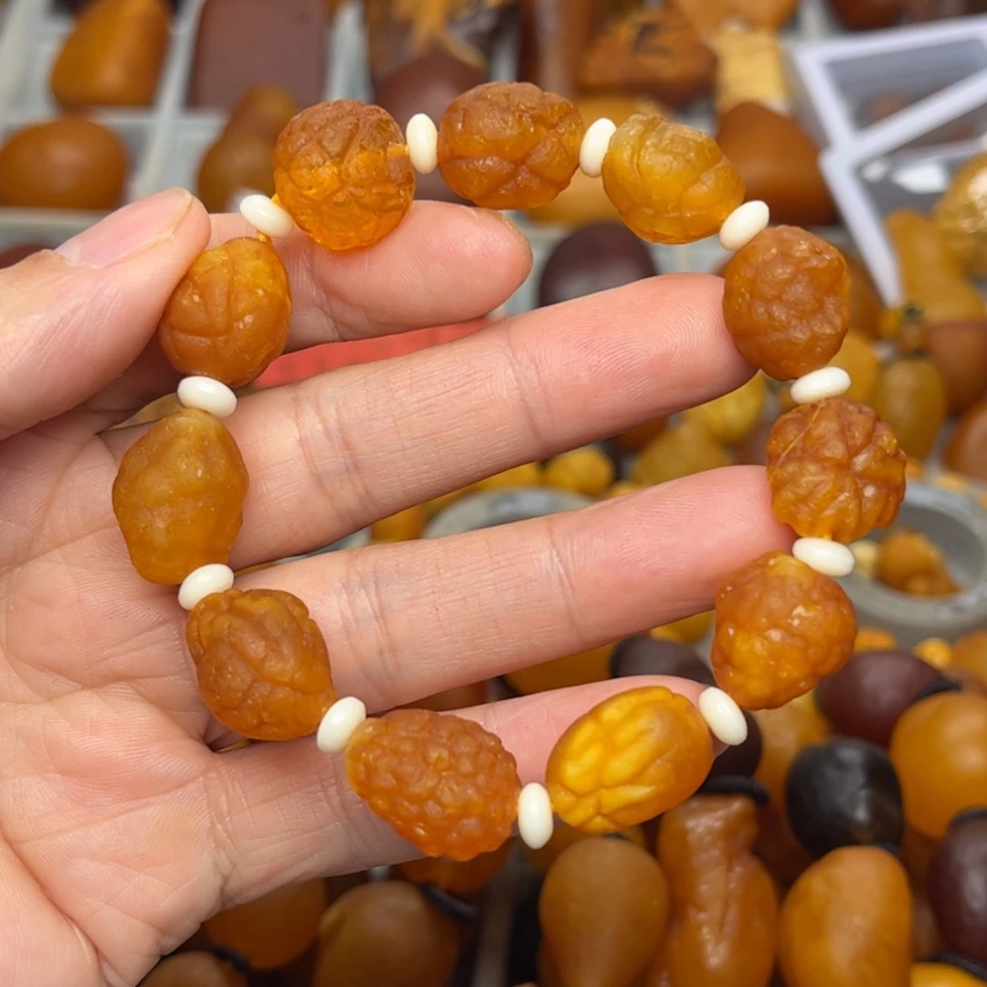 琥珀裸石未镶嵌天然蜜蜡手串