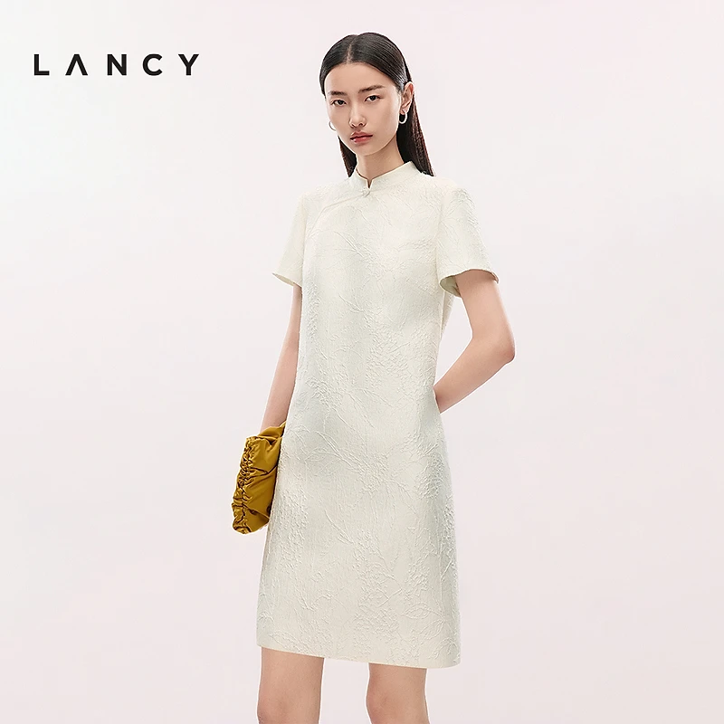 【国风提花】LANCY/朗姿2025夏季新款新中式高端桑蚕丝气质连衣裙