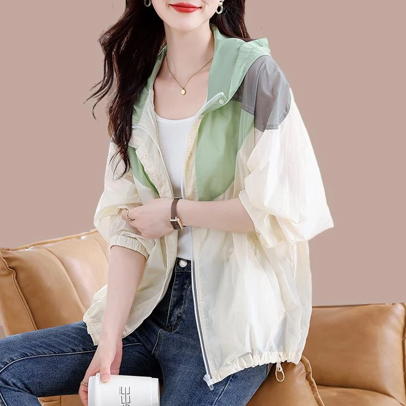 FAVMARTHA防晒衣服女士夏季薄款连帽外套2025新款冰丝大码防紫外
